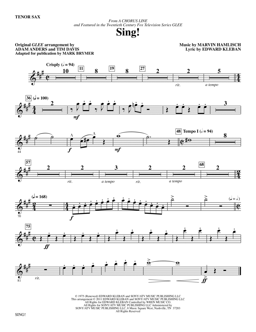 Sing! - Tenor Sax Choir scores gallery preview page 1
