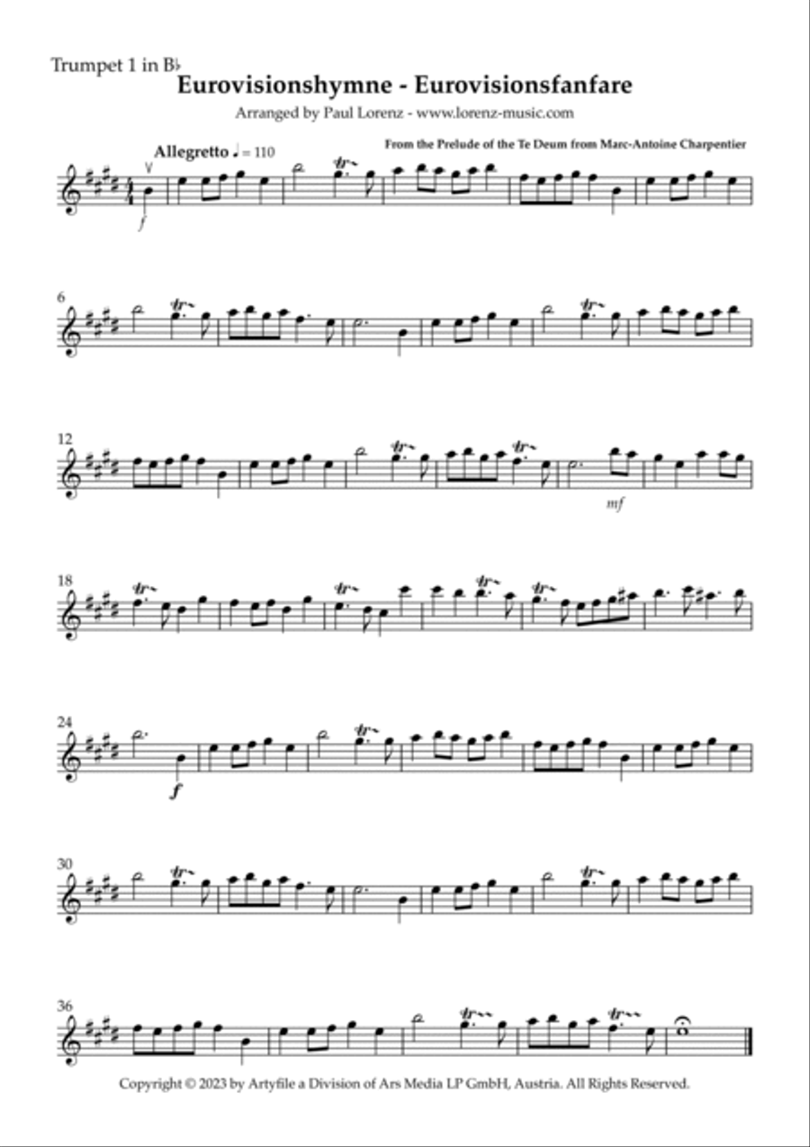 Eurovisionshymne - Eurovisionsfanfare for Brass Quartet Brass Quartet scores gallery preview page 4