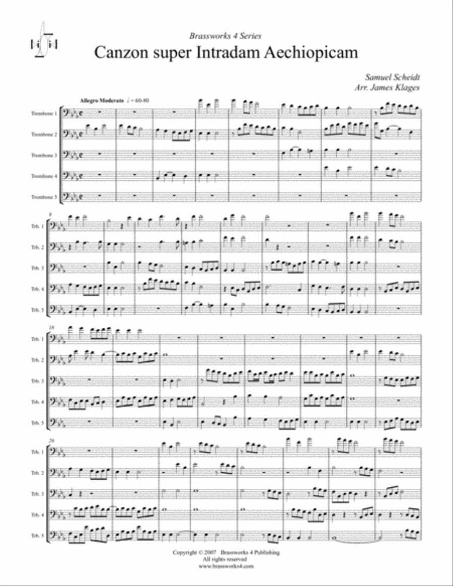 Canzon super Intradum Aechiopicam Trombone scores gallery preview page 2
