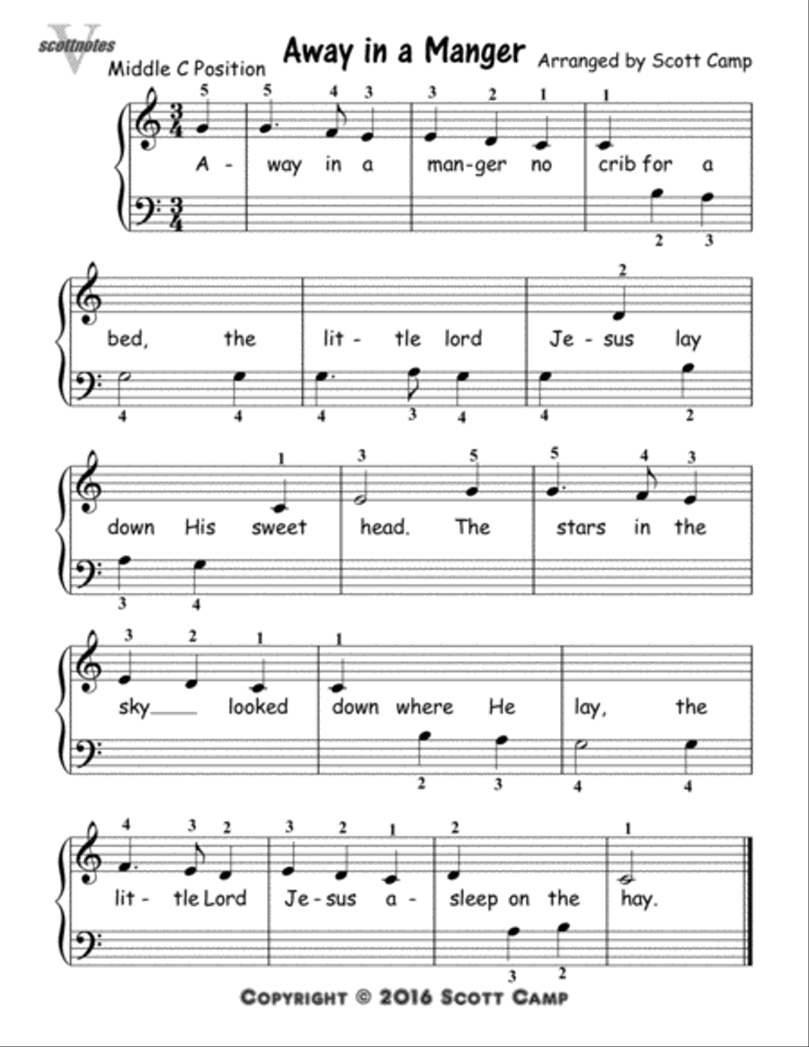 Away in a Manger (First Year Piano Students) Piano Method scores gallery preview page 1