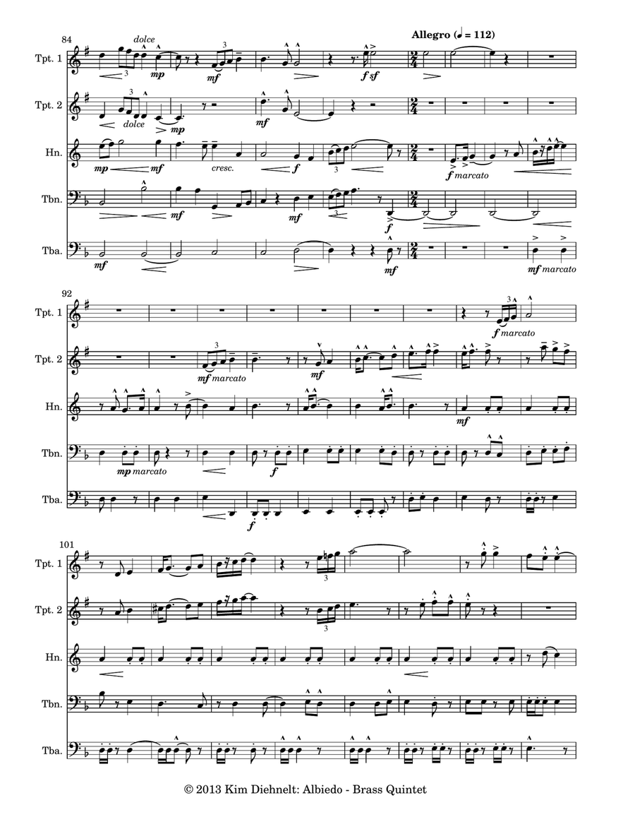 Diehnelt: Albiedo for brass quintet Brass Quintet scores gallery preview page 6