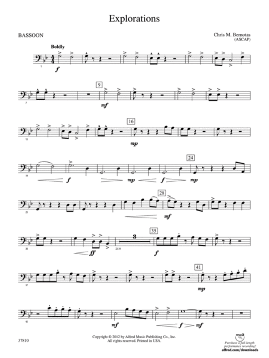 Explorations: Bassoon Concert Band scores gallery preview page 1