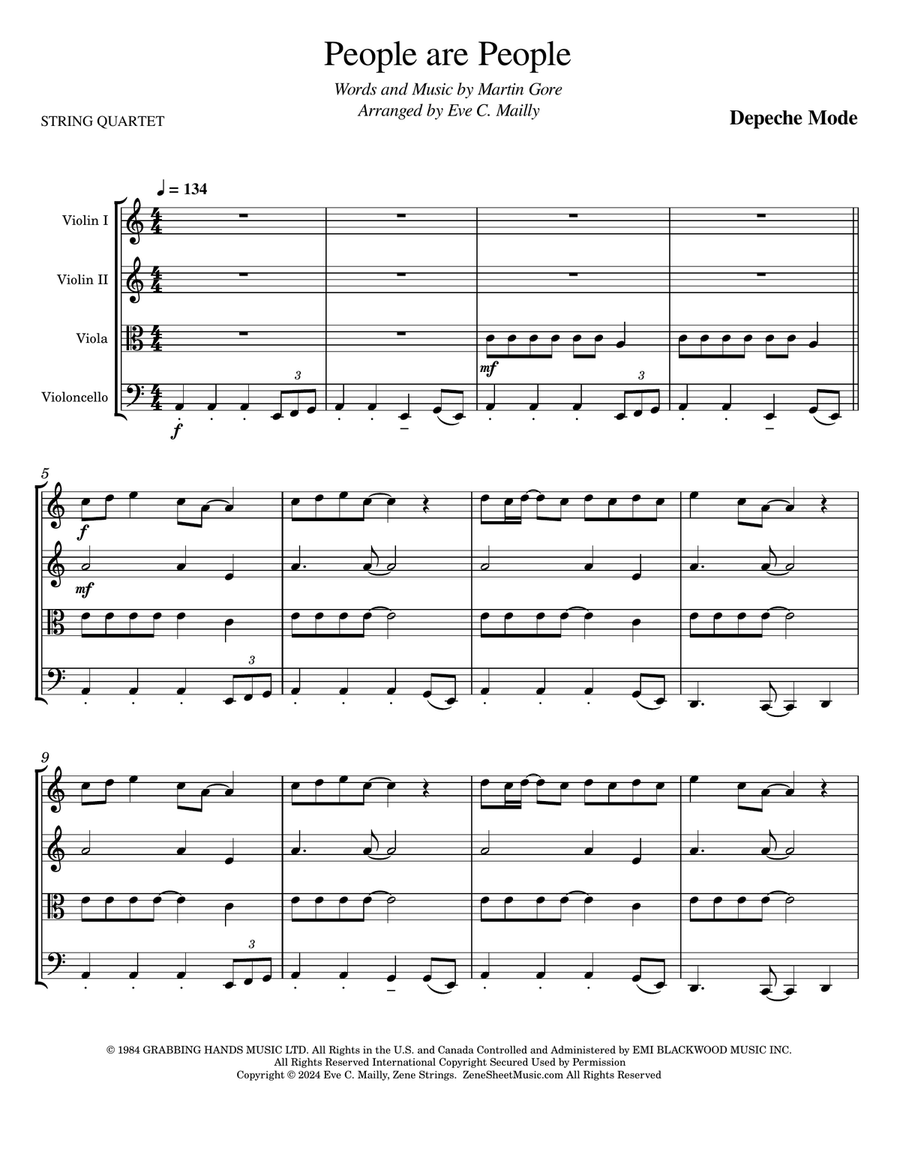 People Are People String Quartet scores gallery preview page 1