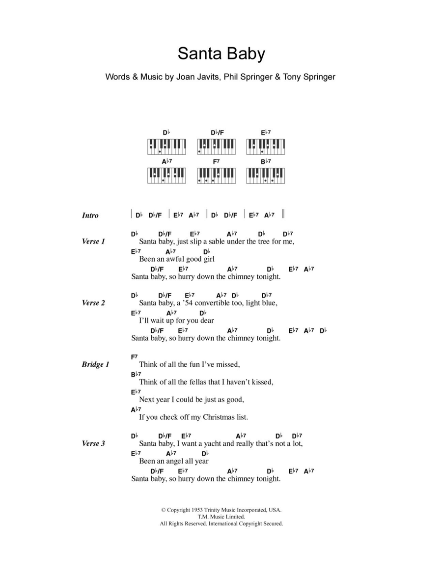 Santa Baby Santa Baby Piano Solo scores gallery preview page 1