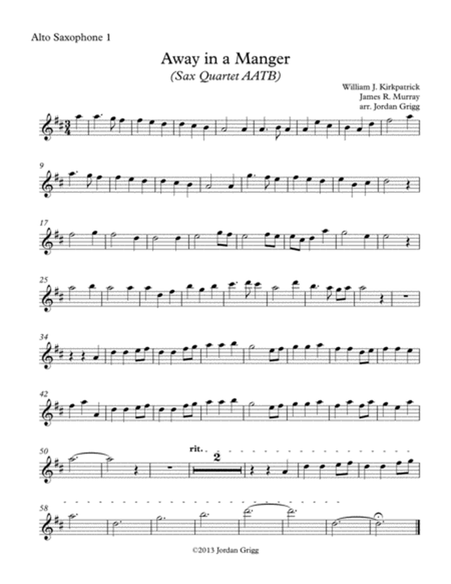 Away in a Manger (Sax Quartet AATB) image number null