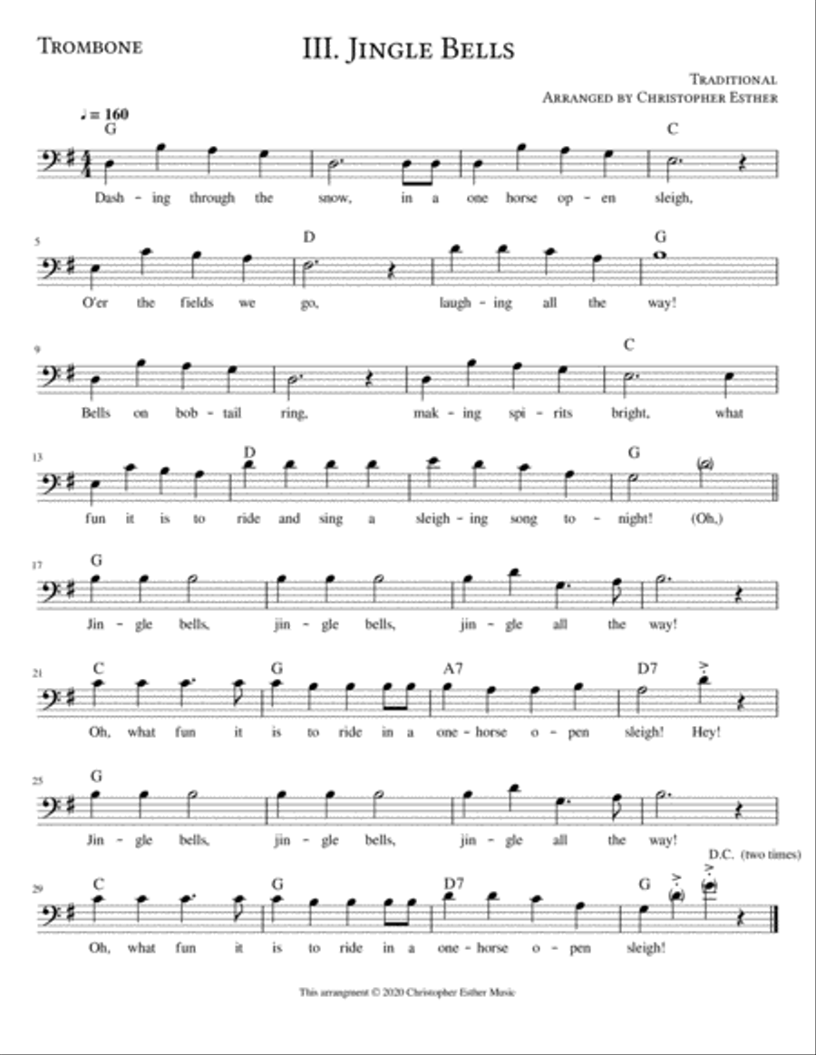 Jingle Bells for Trombone Trombone Solo scores gallery preview page 1