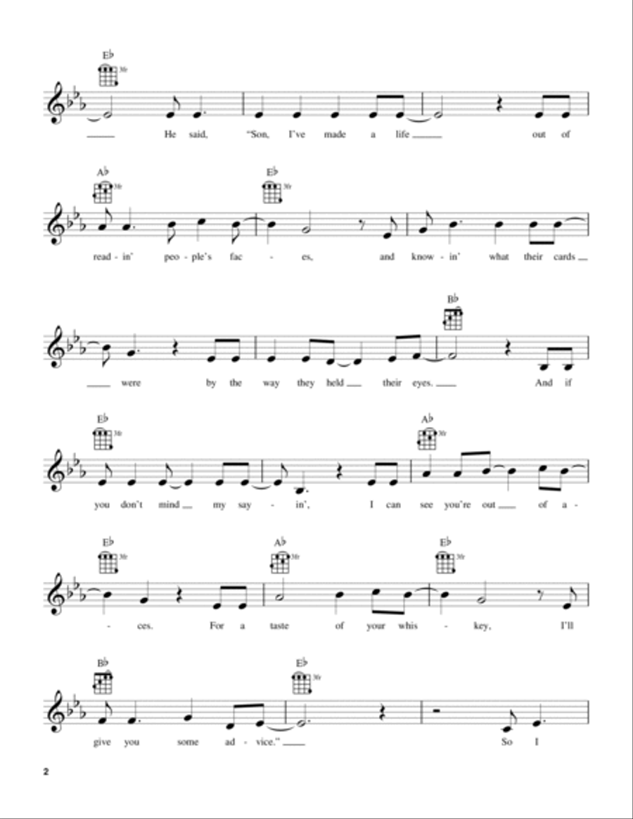 The Gambler Ukulele scores gallery preview page 2