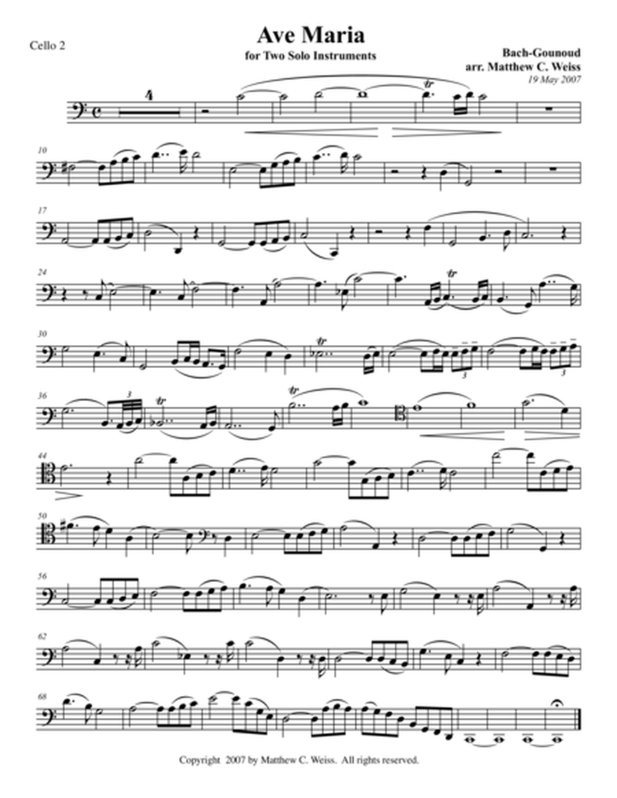 Ave Maria for Two Solo Instruments - Cello 2 image number null