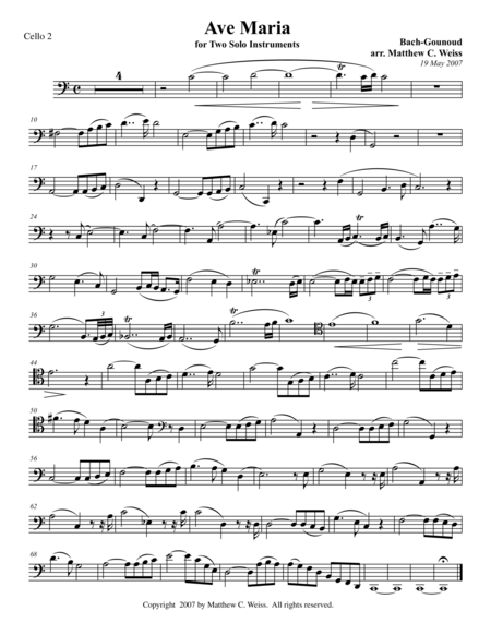 Ave Maria for Two Solo Instruments - Cello 2 image number null