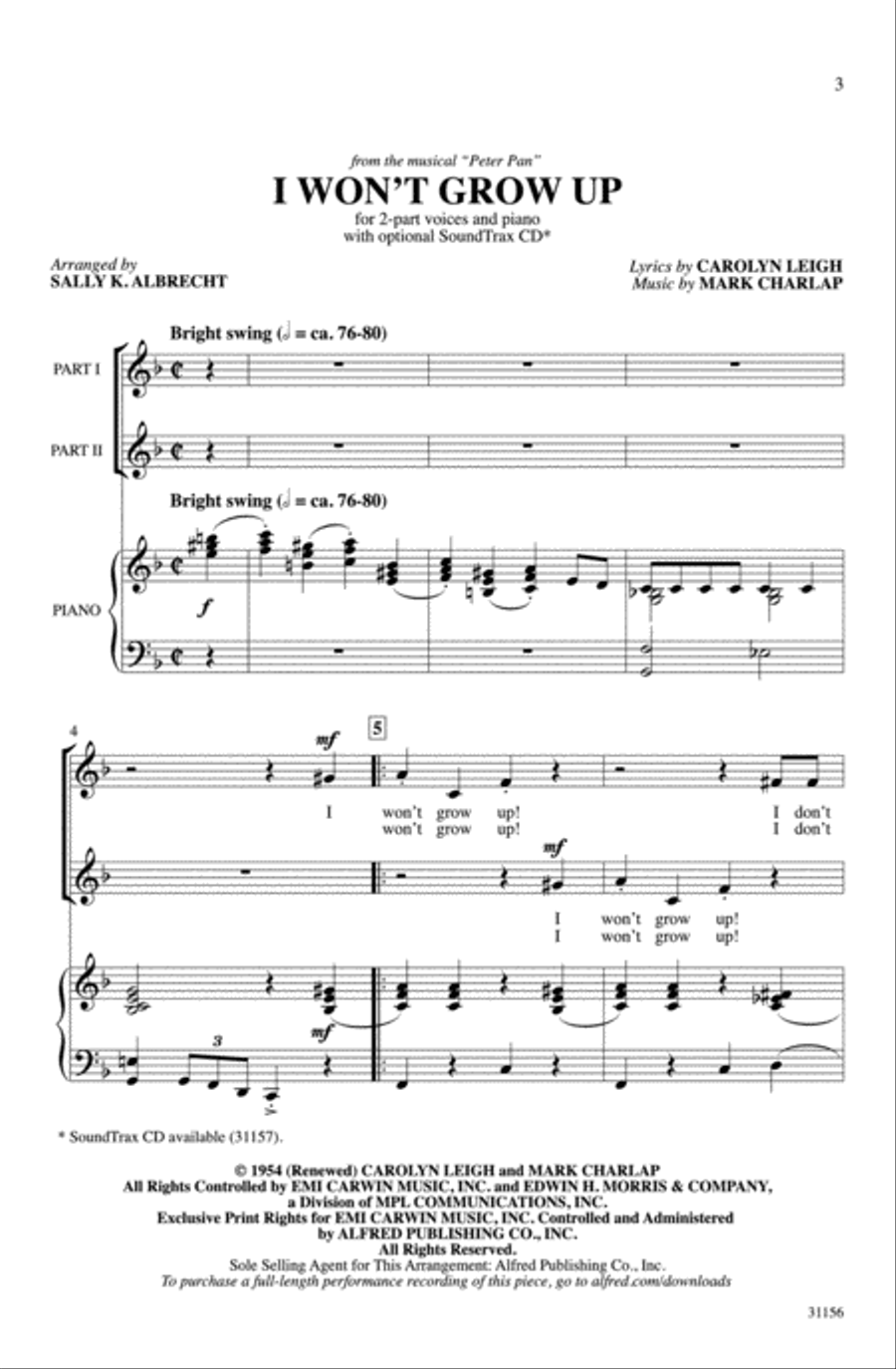 I Won't Grow Up 2-Part scores gallery preview page 2