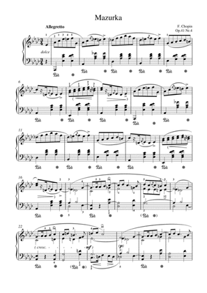 Chopin - Mazurka Op. 41 No.4 for piano solo