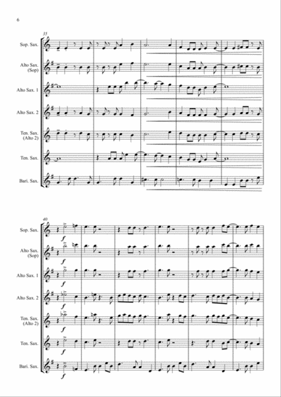 Mas Que Nada Mas Que Nada Saxophone Quintet scores gallery preview page 6