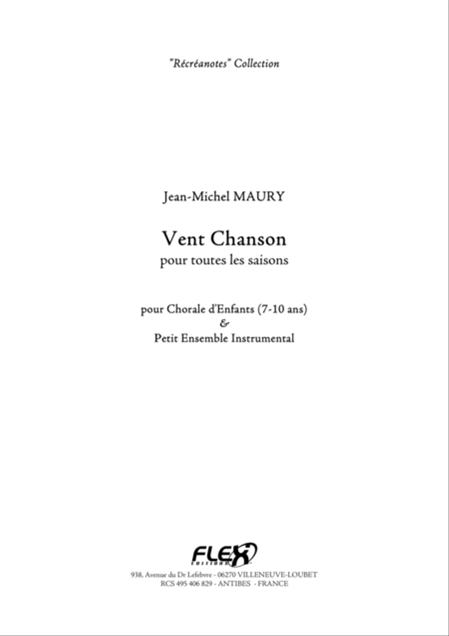 Vent Chanson Children's Choir scores gallery preview page 1