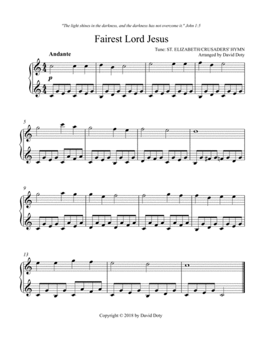 Fairest Lord Jesus for Easy Beginner Piano image number null