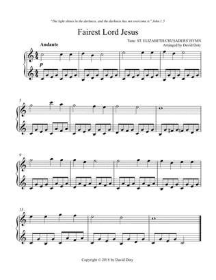 Book cover for Fairest Lord Jesus for Easy Beginner Piano