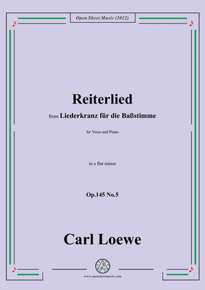 Book cover for Loewe-Reiterlied,Op.145 No.5,in e flat minor