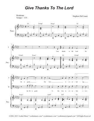 Give Thanks To The Lord (Duet for Tenor and Bass solo)