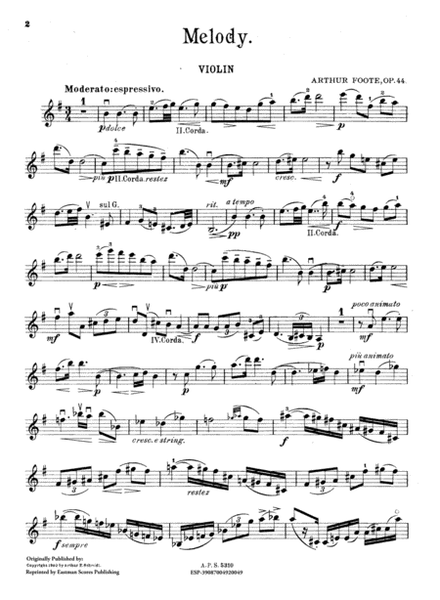 Melody, for violin and pianoforte. Op. 44.