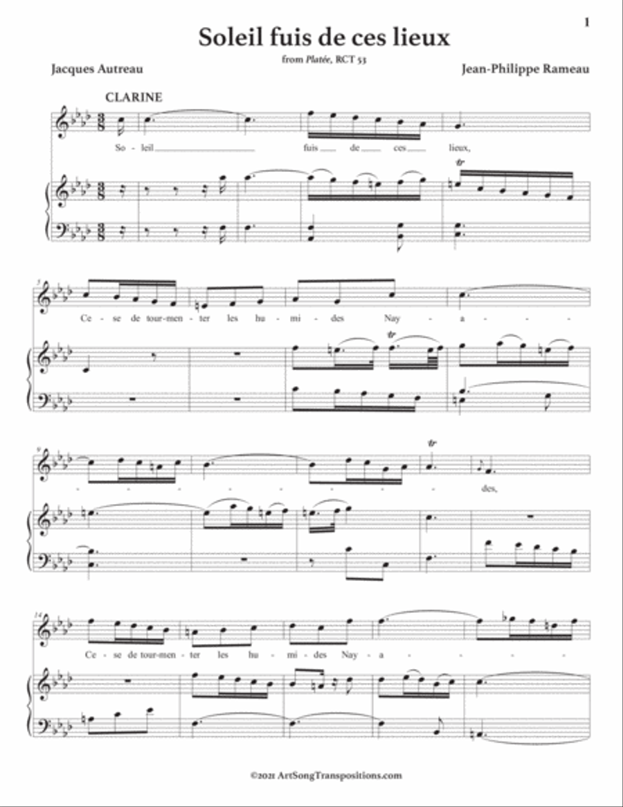 RAMEAU: Soleil, fuis de ces lieux (transposed to F minor) Voice scores gallery preview page 2