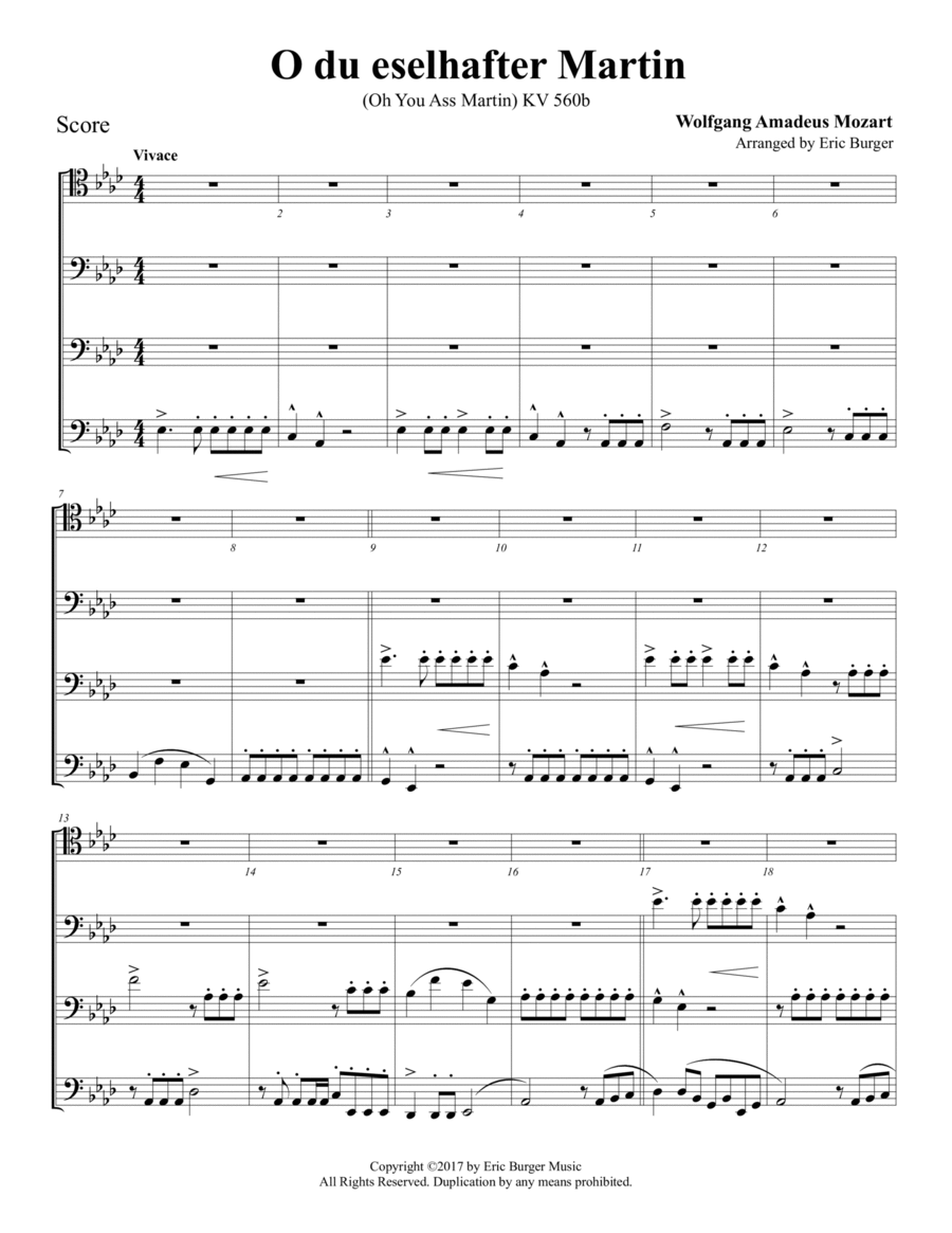 O du eselhafter Martin for Trombone or Low Brass Quartet image number null