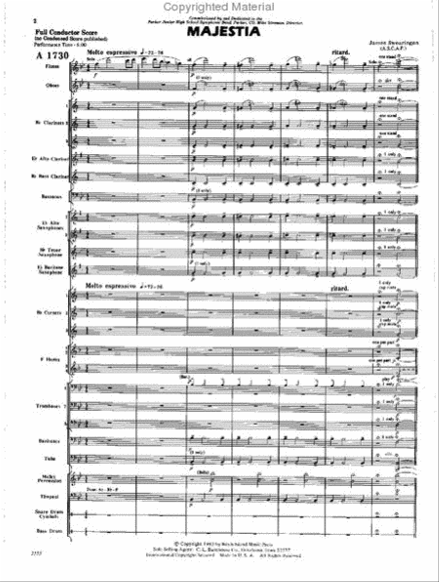 【全品送料無料】 Majestia by Music Sheet - Band Concert - Swearingen James アート・デザイン・音楽