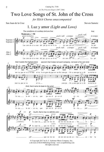 Luz y Amor (Light and Love) from Two Love Songs of St. John of the Cross (Downloadable)