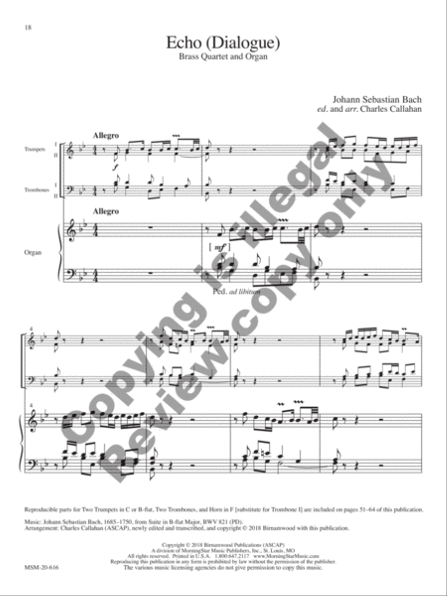 Antiphonies: Four Renaissance and Baroque Dialogues for Organ and Brass Quartet Organ scores gallery preview page 22