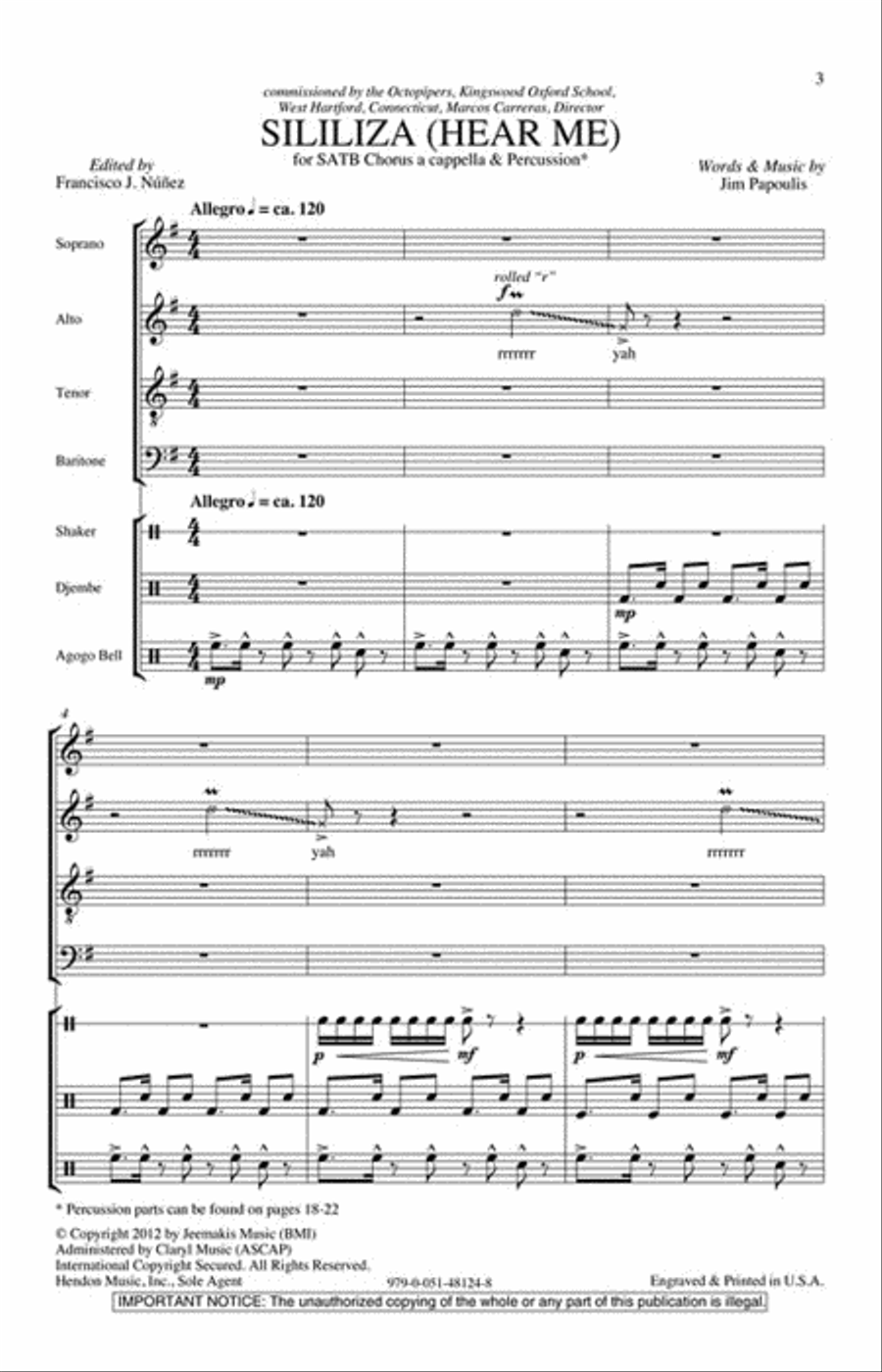 Sililiza (Hear Me) 4-Part scores gallery preview page 2