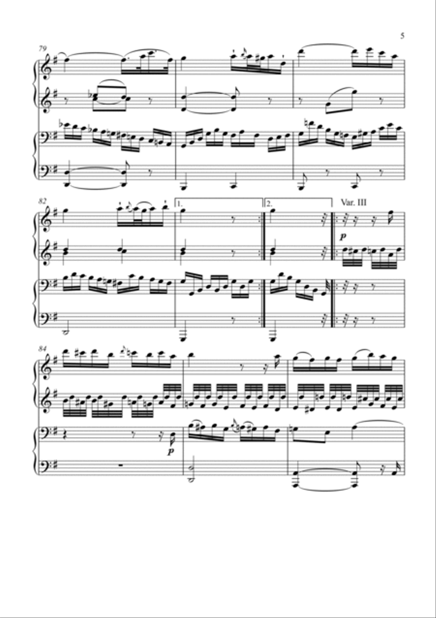 Mozart-5 Variations in G major, K.501 Piano Solo scores gallery preview page 6