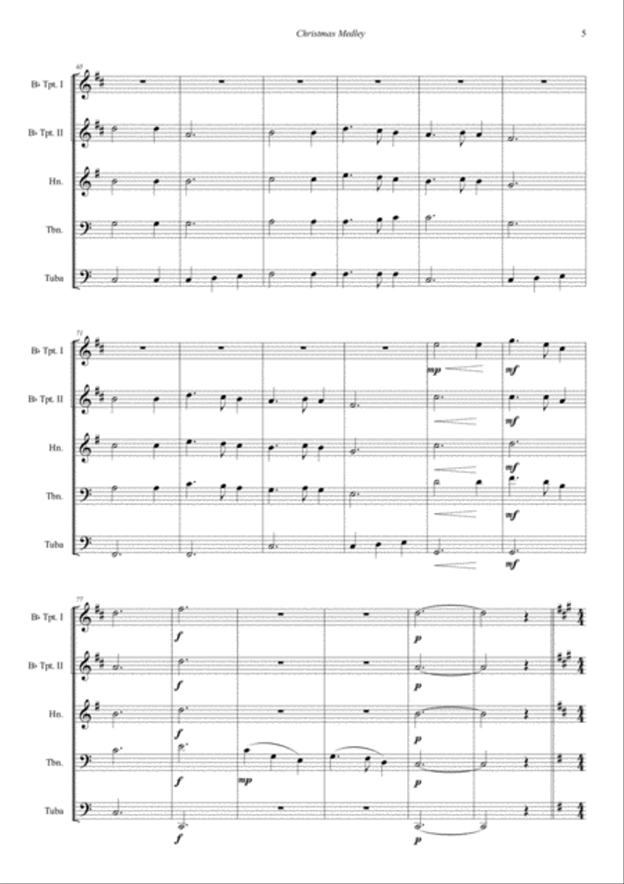 Christmas Medley for Brass quintet Brass Quintet scores gallery preview page 5