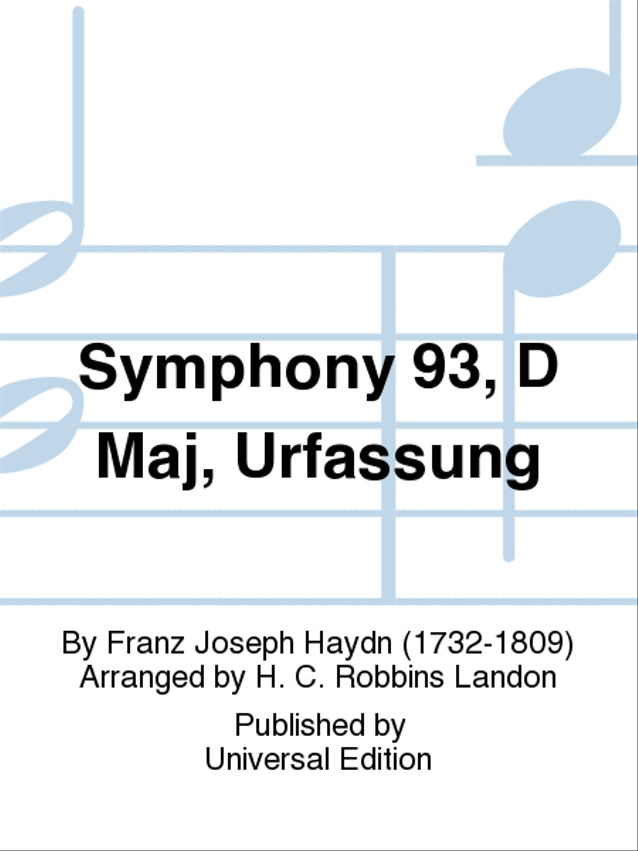 Symphony 93, D Maj, Urfassung Orchestra scores gallery preview page 1