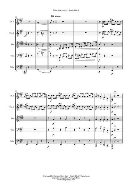 Udite Udite o Rustici - Elisir d'Amore - for Brass Quintet and Baritone image number null