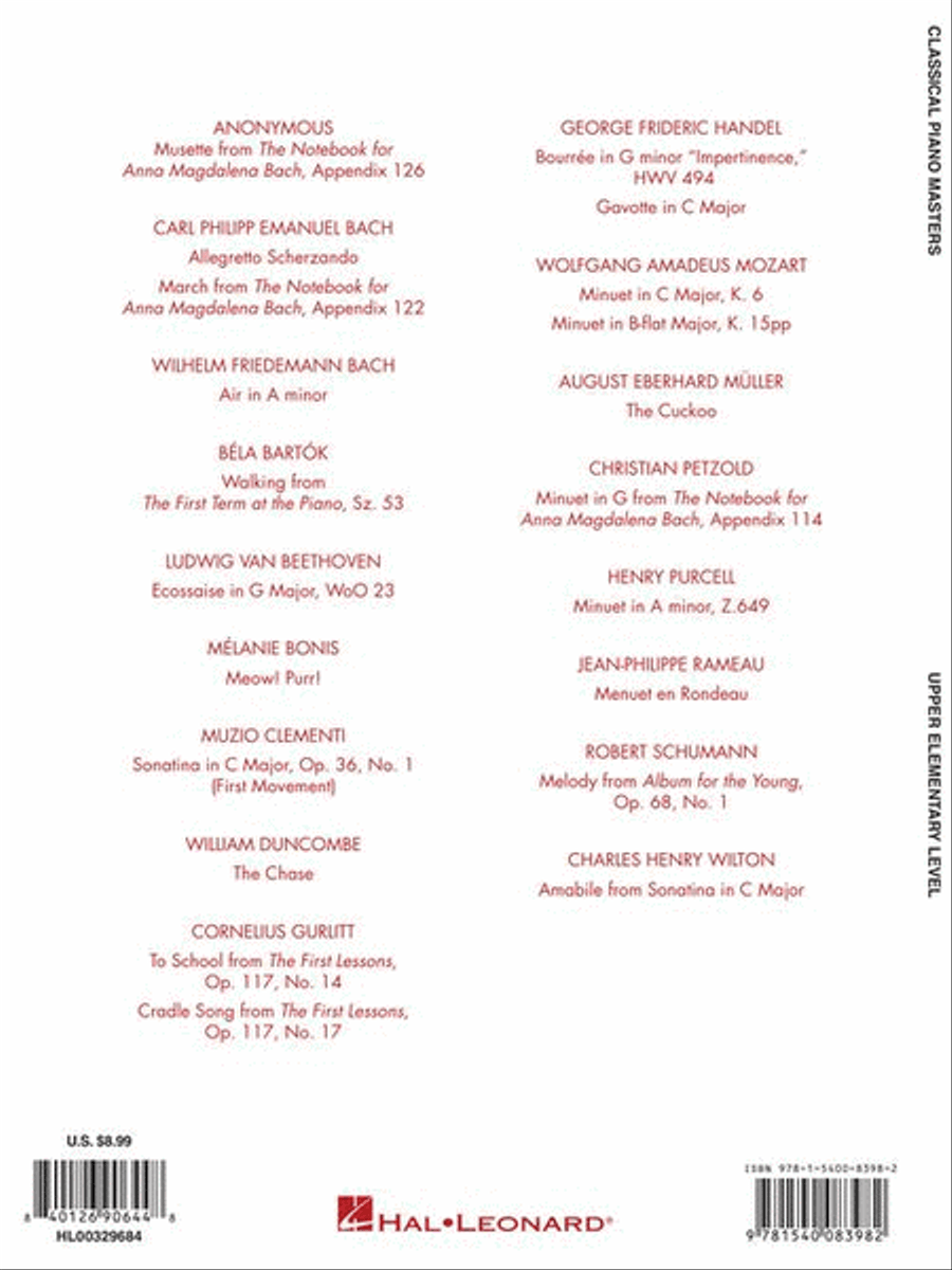 Classical Piano Masters - Upper Elementary Level Easy Piano scores gallery preview page 6