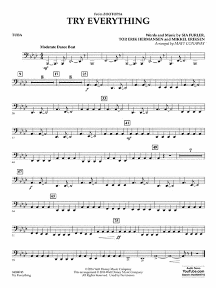 Try Everything (from Zootopia) Concert Band scores gallery preview page 8