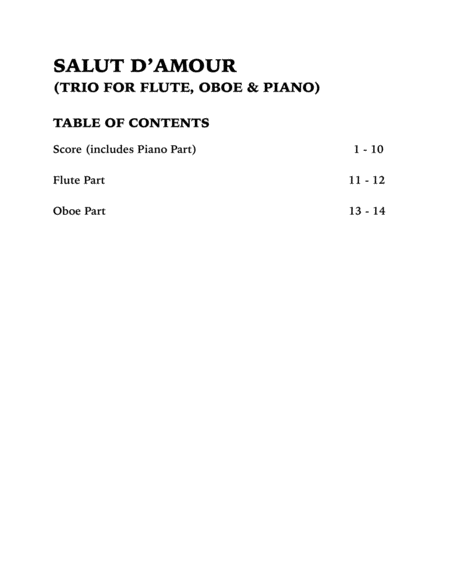 Salut d'Amour (Love's Greeting): Trio for Flute, Oboe and Piano image number null
