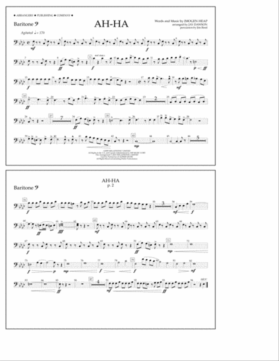 Ah-ha - Baritone B.C. A Cappella scores gallery preview page 1