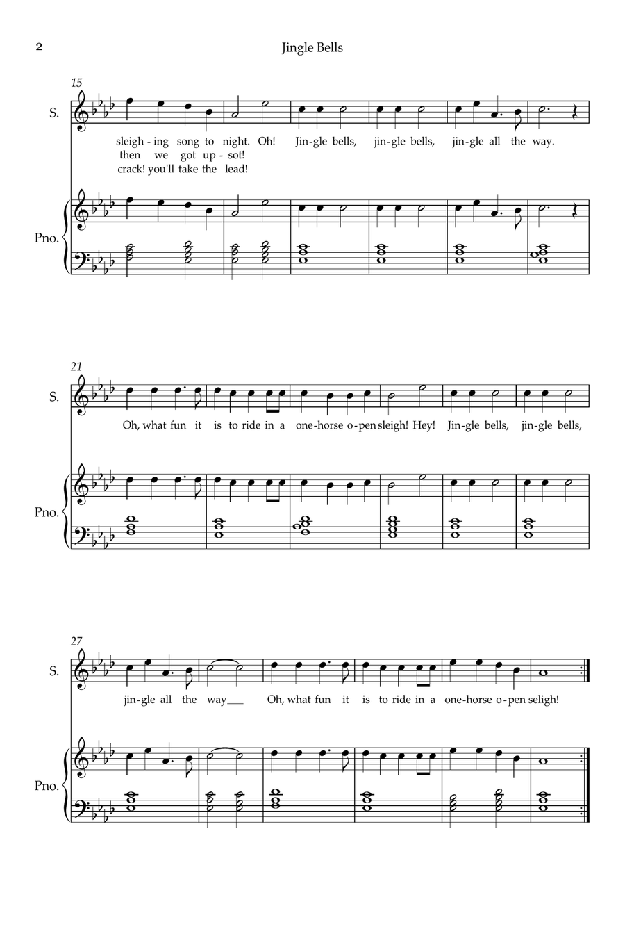 Jingle Bells Jingle Bells Soprano Voice scores gallery preview page 2