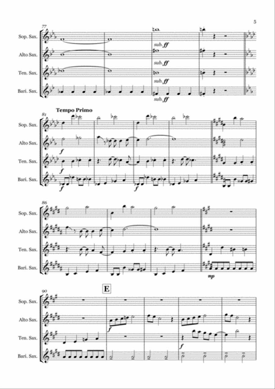 Good Vibrations Saxophone Quartet scores gallery preview page 5