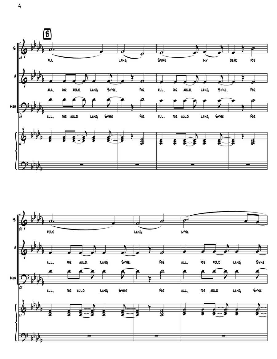 Auld Lang Syne (as performed by Straight No Chaser) - SAB 3-Part scores gallery preview page 5