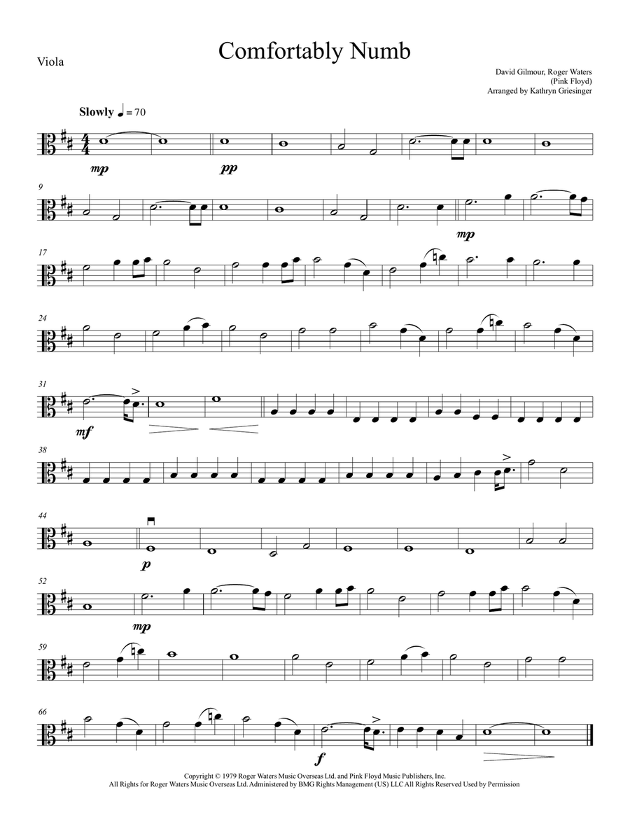 Comfortably Numb Comfortably Numb String Quartet scores gallery preview page 5