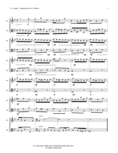 Vivaldi, - Sonata No. 6 Mvt. 1 for Violin and Viola image number null