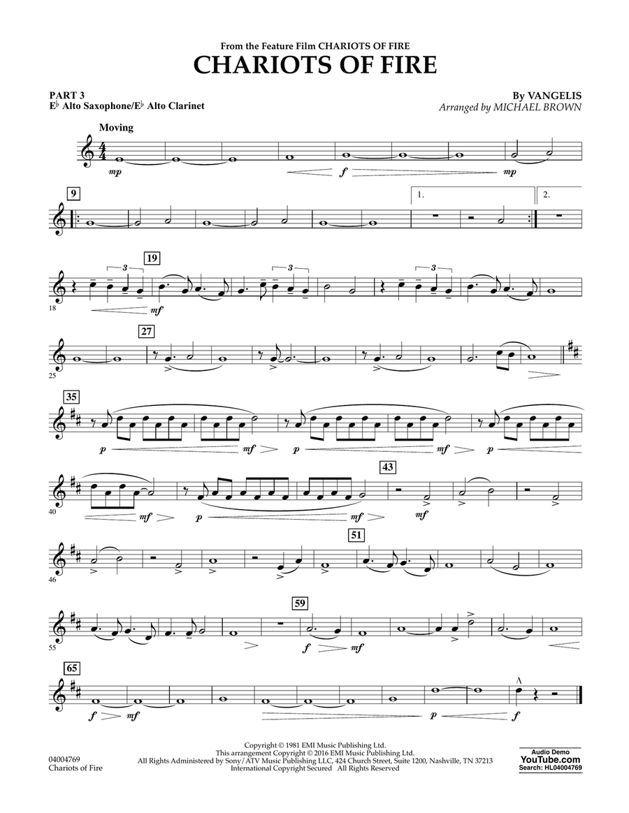 Chariots of Fire - Pt.3 - Eb Alto Sax/Alto Clar. Concert Band scores gallery preview page 1