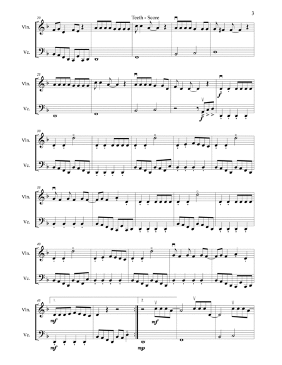 Teeth String Duet scores gallery preview page 3