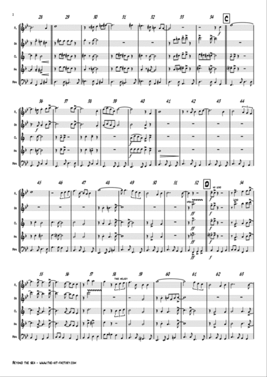 Beyond The Sea Woodwind Quintet scores gallery preview page 3