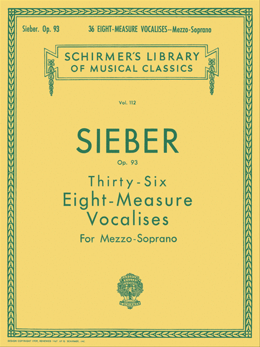 36 Eight-Measure Vocalises, Op. 93 Piano, Vocal scores gallery preview page 1
