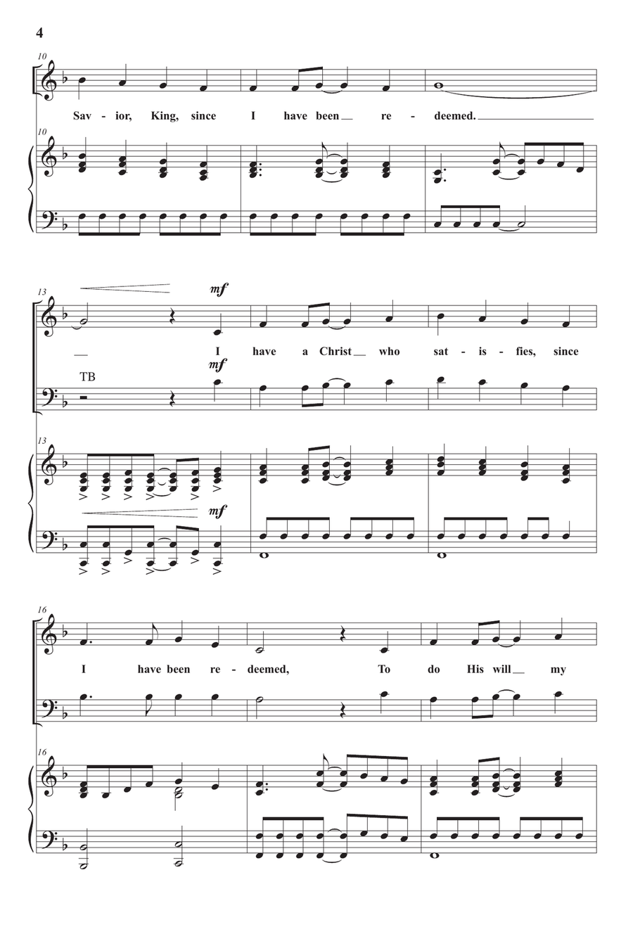 I Have Been Redeemed (SATB) 4-Part scores gallery preview page 4