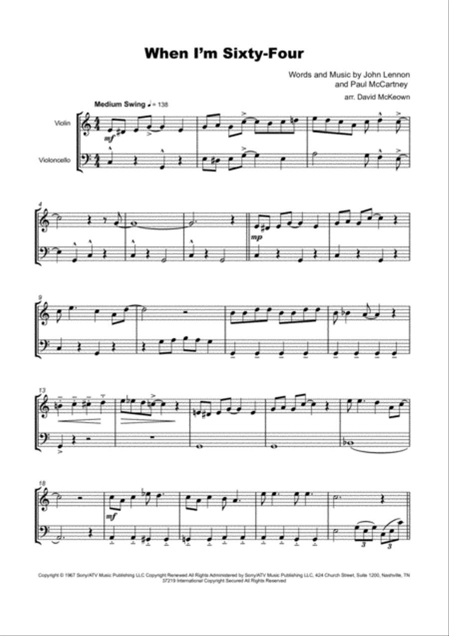 When I'm Sixty-four String Duet scores gallery preview page 2