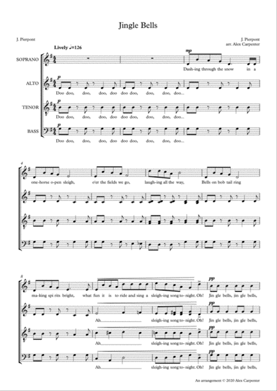 Jingle Bells 4-Part scores gallery preview page 2