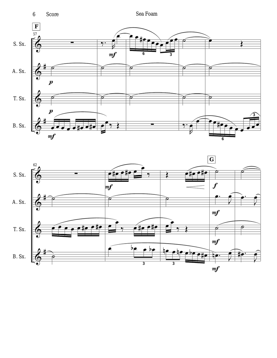 Frank Bridge - Sea-Foam set for sax quartet Saxophone Quartet scores gallery preview page 6