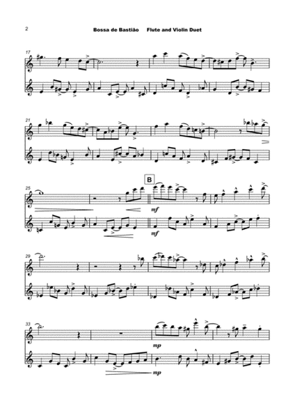 Bossa de Bastião, for Flute and Violin Duet